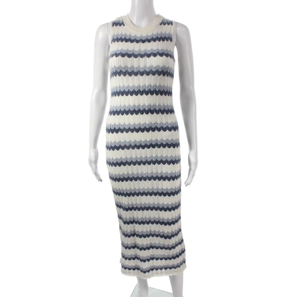 Goldie Women Maxi Dress Multicolor Chevron Round Neck Sleeveless Size XS